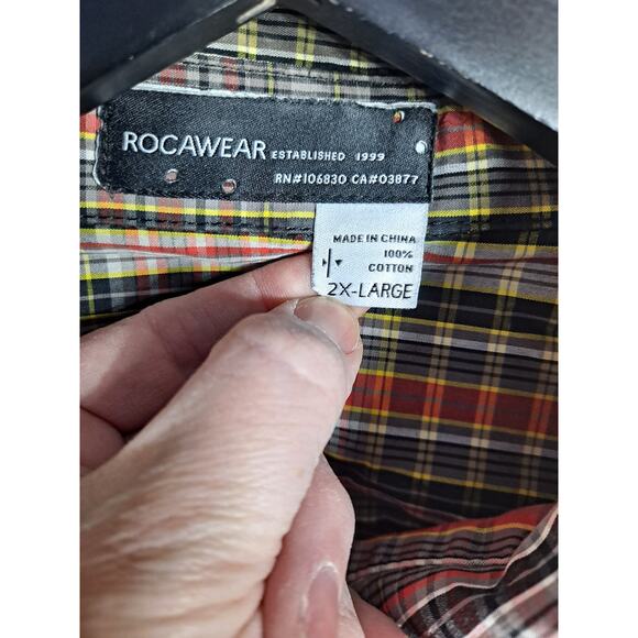 Rocawear Men's Cotton Plaid Flannel Long Sleeve Button-Down‎ Shirt Size 2XL - Picture 6 of 7